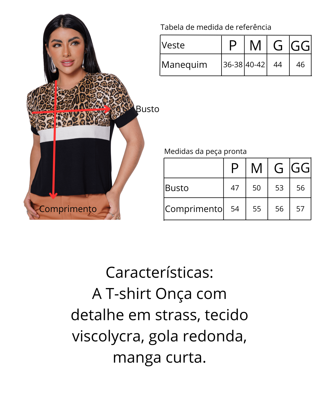 Tshirt Onça Com Strass