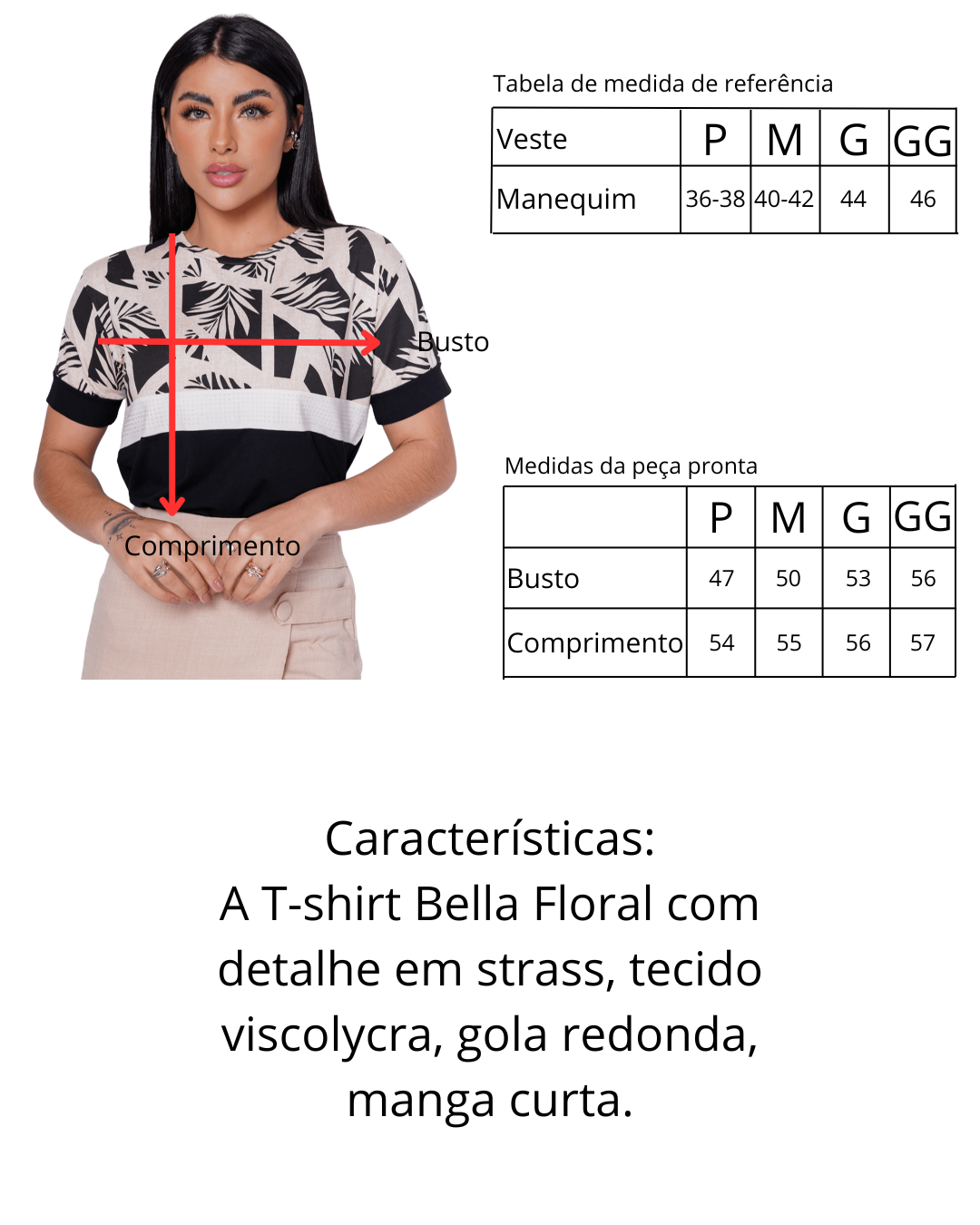 T-shirt Bella Floral com Strass