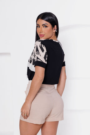 T-shirt Bella Floral com Strass