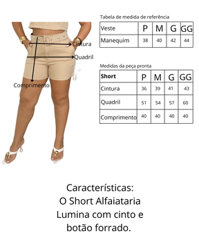 Short Alfaiataria Bege - Lumina